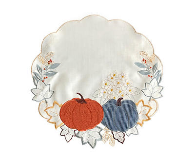 White & Blue Pumpkin Cutout-Trim Round Placemat