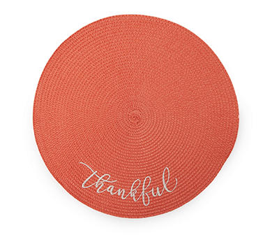 "Thankful" Orange Rust Braided Round Placemat