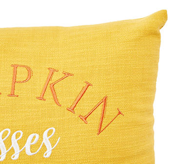 "Harvest Wishes" Yellow & Orange Embroidered Square Throw Pillow