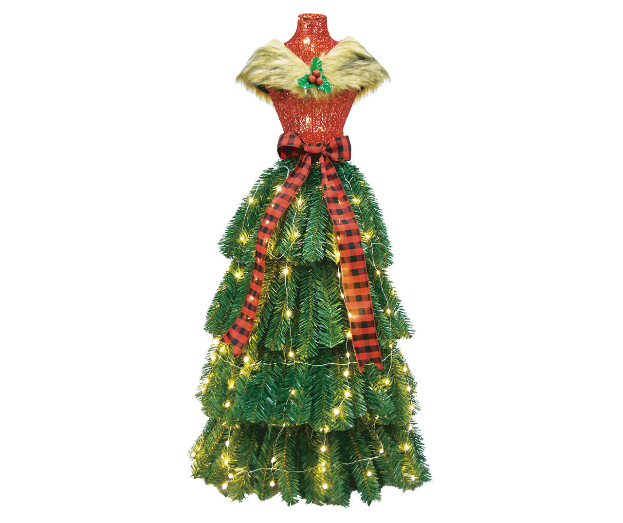 Winter Wonder Lane 4' Buffalo Check PreLit LED Dress Form Tree Big Lots