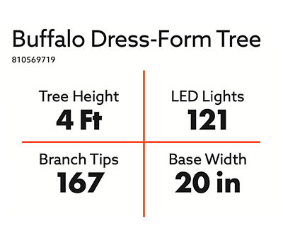 4' Buffalo Check Pre-Lit LED Dress Form Tree