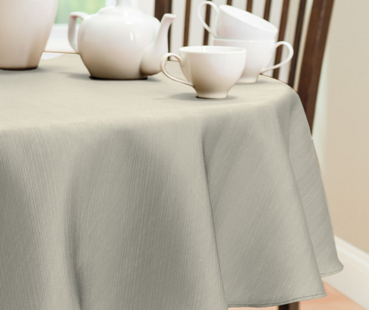 Antique White Round Fabric Tablecloth, (70")