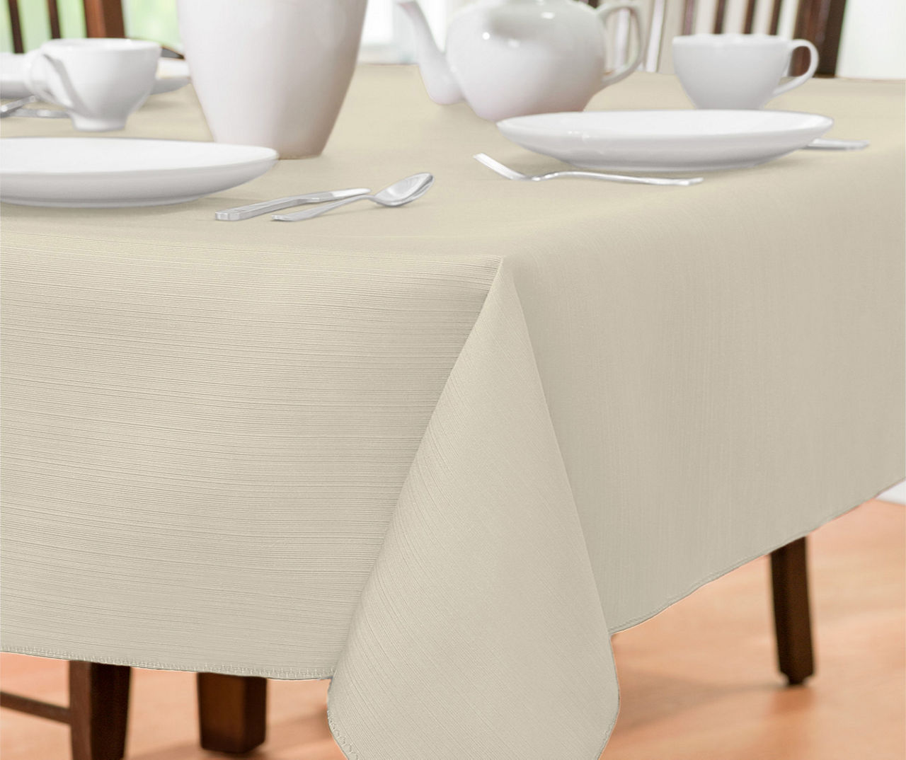 Antique White Fabric Tablecloth, (60" x 84")