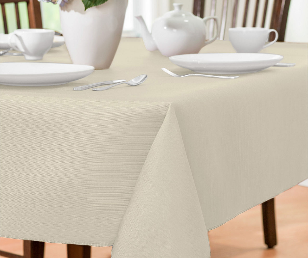Antique White Fabric Tablecloth, (60" x 102")