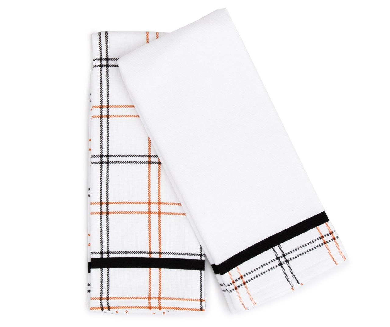 Plaid Kitchen Towels Orange & Black