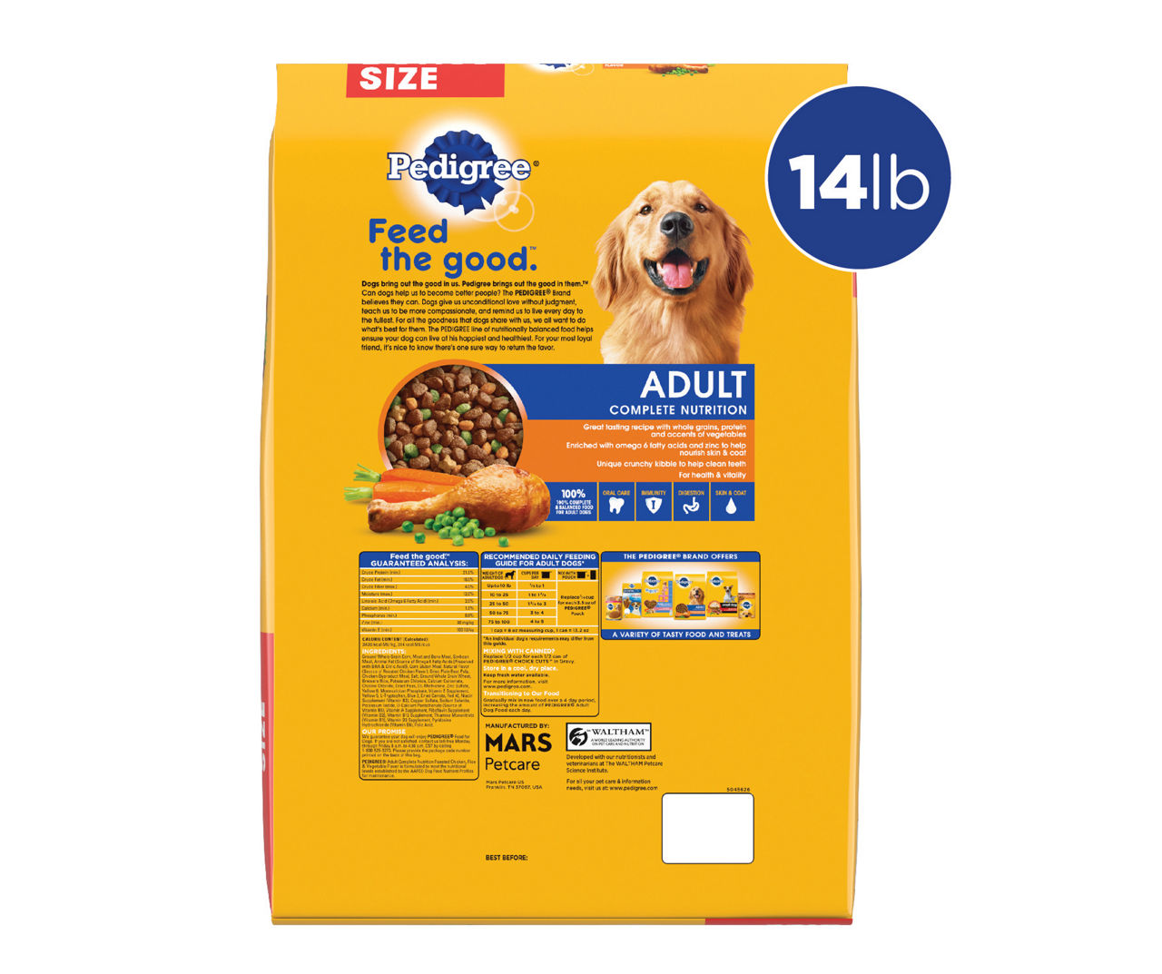 PEDIGREE For Big Dogs Adult Complete Nutrition Large Breed Dry Dog Food  Roasted Chicken, Rice & Vegetable Flavor Dog Kibble, 27 lb. Bag