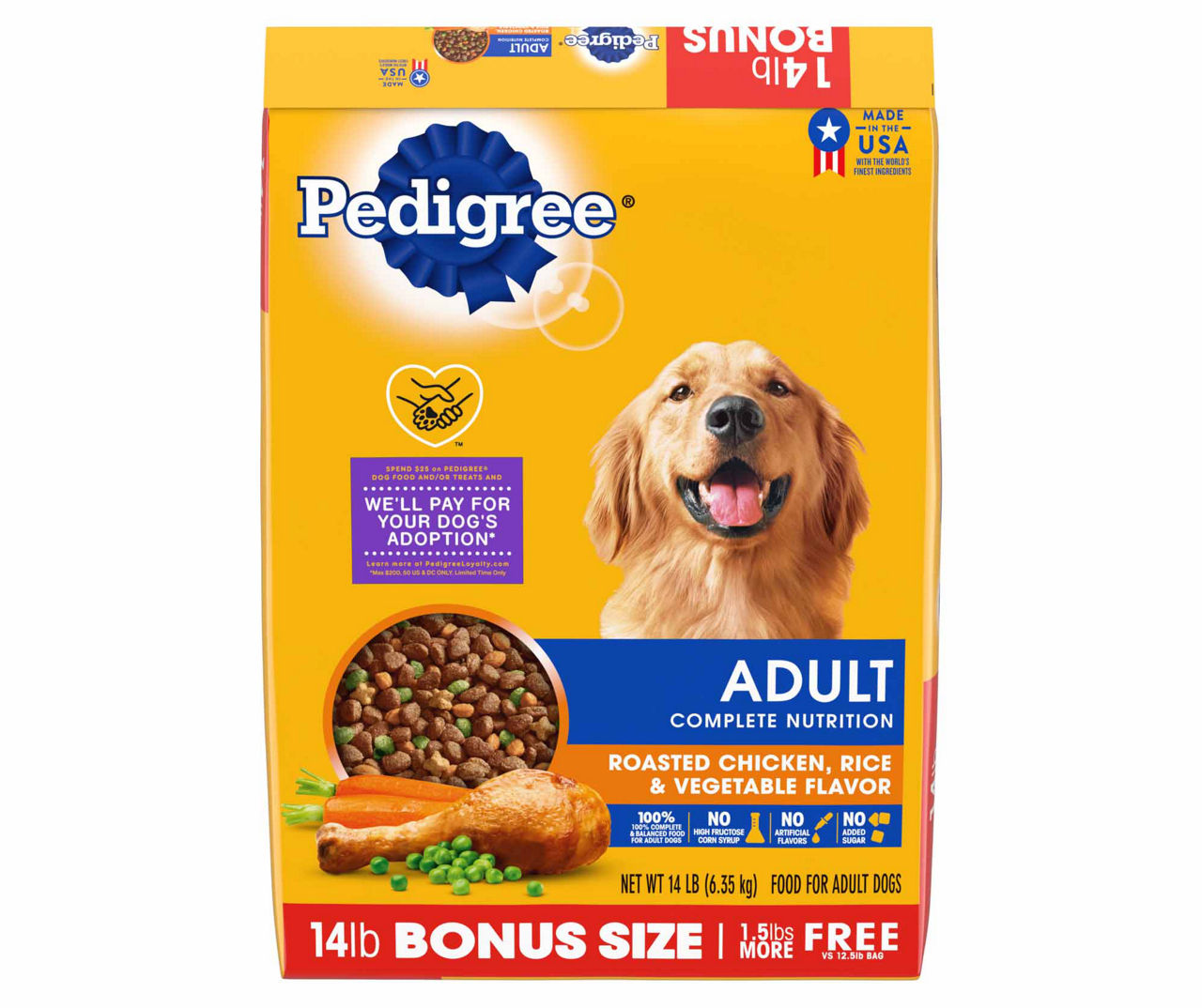 PEDIGREE For Big Dogs Adult Complete Nutrition Large Breed Dry Dog Food  Roasted Chicken, Rice & Vegetable Flavor Dog Kibble, 27 lb. Bag