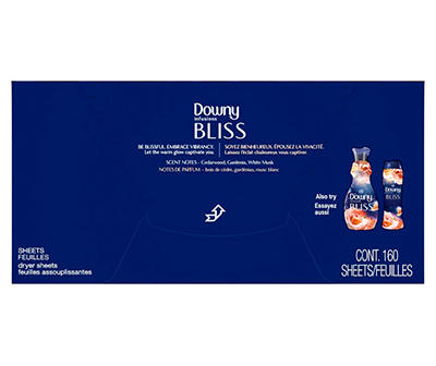 Infusions Fabric Softener Dryer Sheets, Bliss, Sparkling Amber & Rose, 160-count