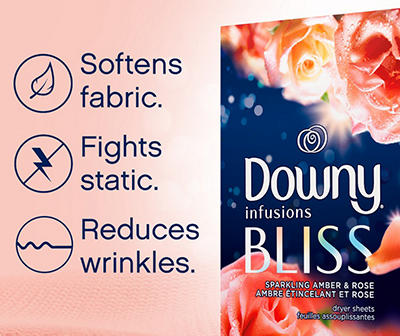 Infusions Fabric Softener Dryer Sheets, Bliss, Sparkling Amber & Rose, 160-count