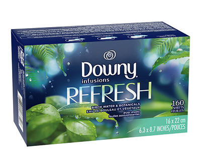 Infusions Fabric Softener Dryer Sheets, Refresh, Birch Water & Botanicals, 90 count