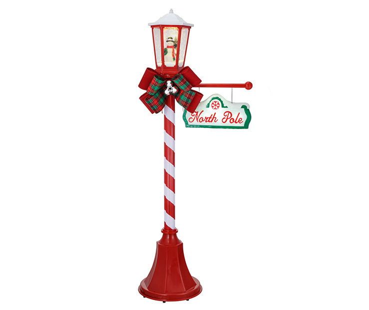 Winter Wonder Lane 56" LED & Music "North Pole" Snowfall Lamppost Big