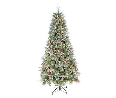 7' Berry & Spruce Frosted Cashmere Pre-Lit Artificial Christmas Tree