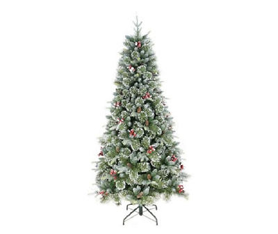 7' Berry & Spruce Frosted Cashmere Pre-Lit Artificial Christmas Tree