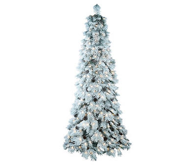 7.5' South Bend Long Needle Flock Artificial Christmas Tree