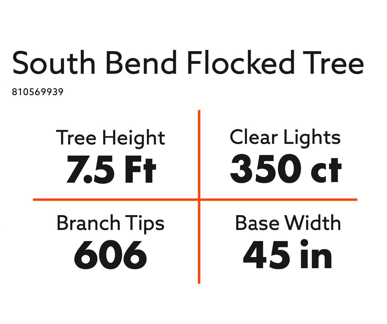 7.5' South Bend Long Needle Flock Artificial Christmas Tree