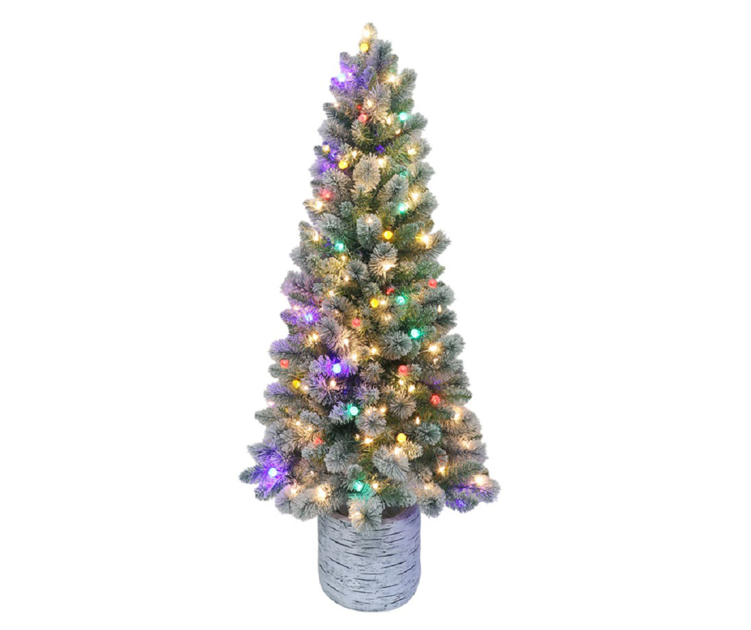 Winter Wonder Lane 5' Boulder Flocked PreLit LED Artificial Christmas