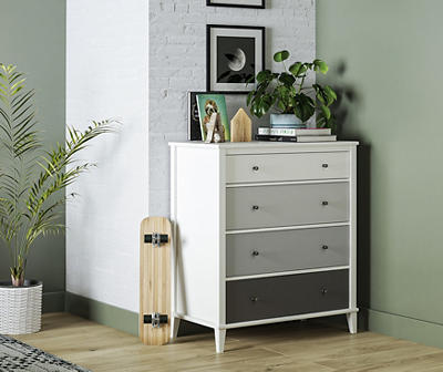 Phoenix White & Gray 4-Drawer Dresser