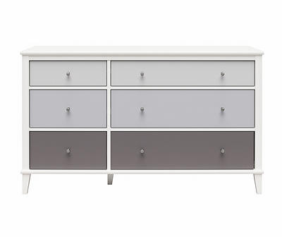 Phoenix White & Gray 6-Drawer Dresser