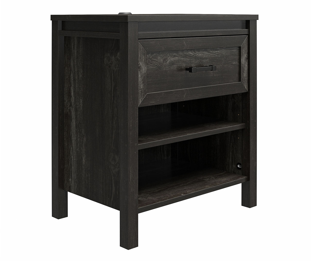 Silverton Black Oak Nightstand with USB Charging