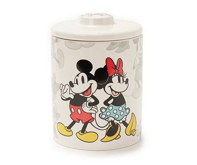 White & Gray Mickey & Minnie Mouse Ceramic Canister, (7