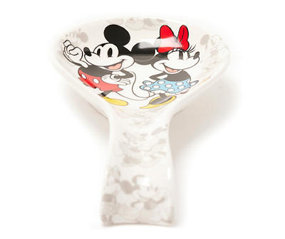 White & Gray Mickey & Minnie Mouse Ceramic Spoon Rest
