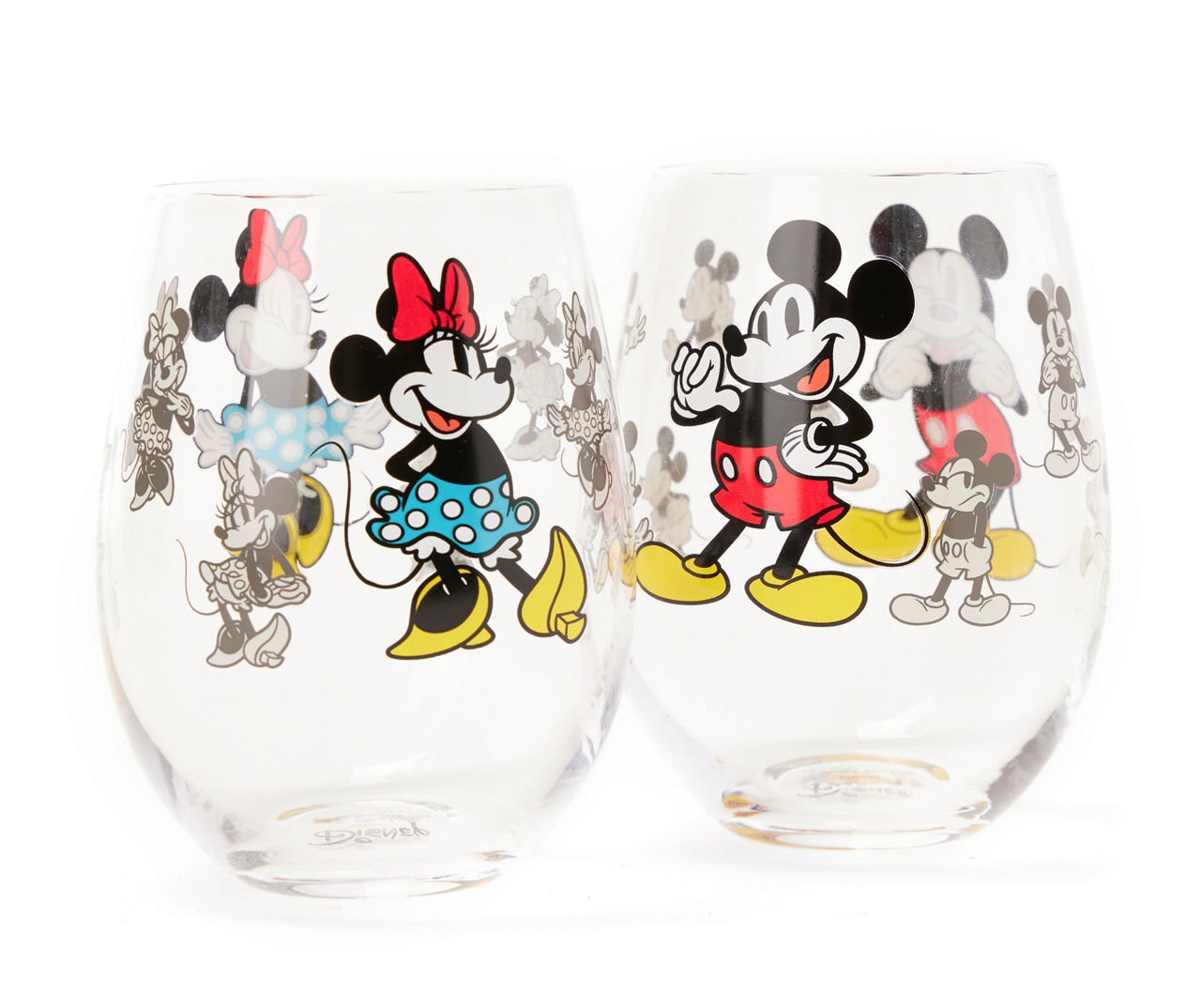 Mickey and Minnie Faces Stemless Glass