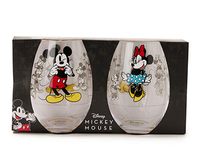 Mickey & Minnie Mouse 2-Piece Stemless Wineglass Set