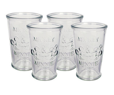 "Mickey Mouse & Minnie Mouse" Embossed Glassware, 4-Pack