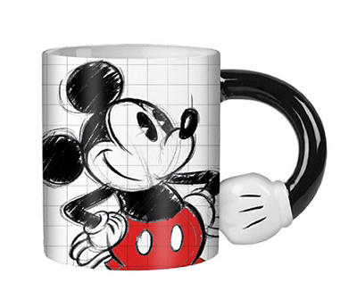 Black & White Mickey Mouse Hand Mug, 20 oz.