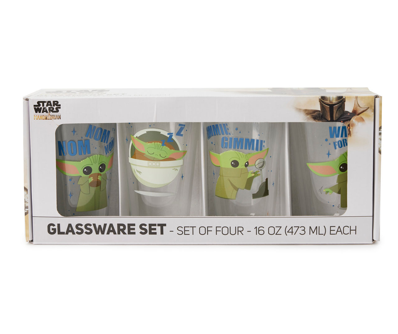 Star Wars The Mandalorian Grogu Wisdom 4-Pack Mini Glass Set