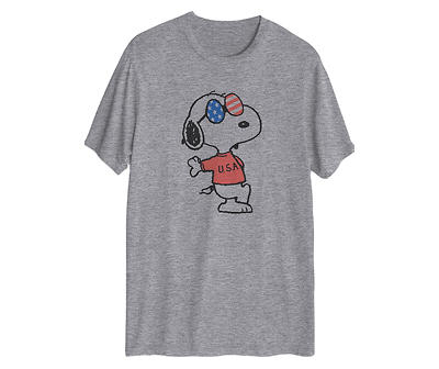 Men's Size X-Large Sport Gray Snoopy USA Graphic Tee