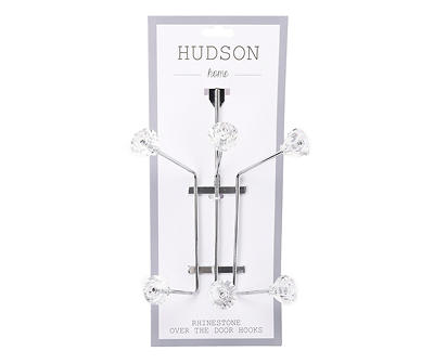 Hudson Home Chrome Crystal Over-The-Door 6-Hook Rack