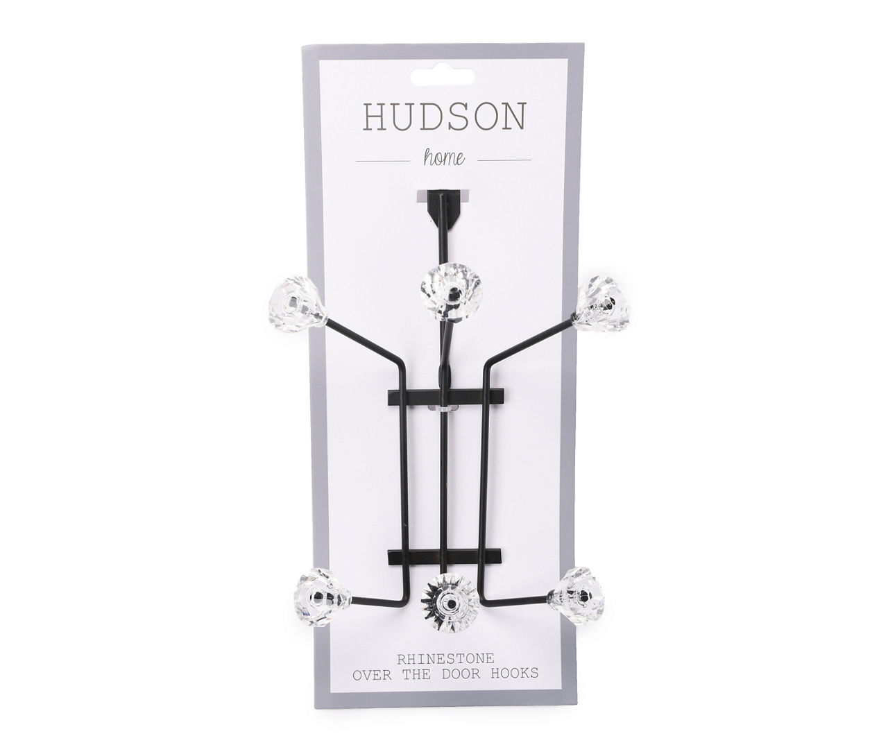 Hudson Home Black Crystal Over-The-Door 6-Hook Rack