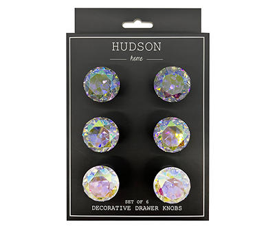 Hudson Home Holographic Crystal Drawer Knobs, 6-Pack