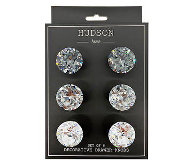 Hudson Home Crystal Drawer Knobs, 6-Pack