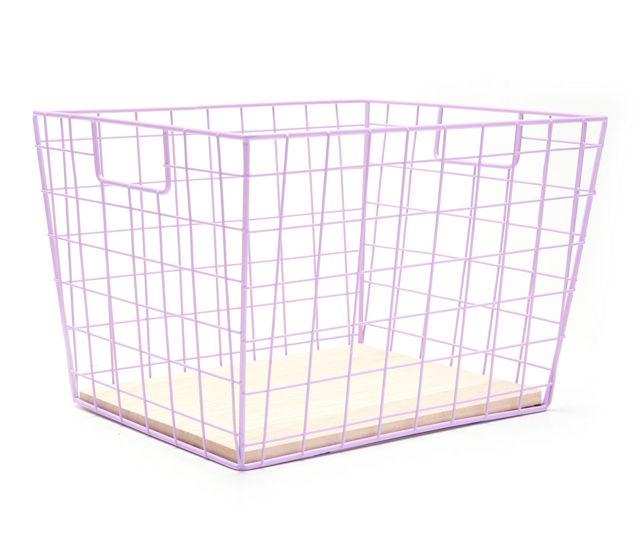 Lilac Tapered Grid Bin with Wood Base