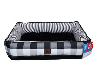 Black Buffalo Check Cuddler Pet Bed, (28" x 22")