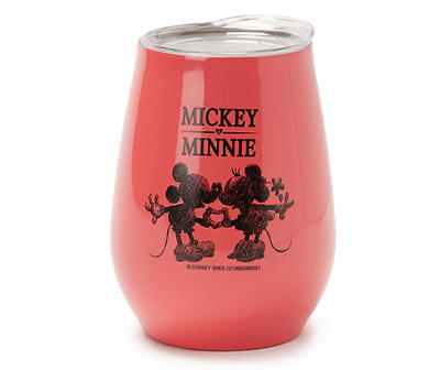 Red Mickey & Minnie Kiss Stainless Steel Travel Wine Mug, 10 oz.