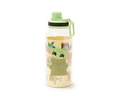 Clear & Green Grogu Water Bottle With Sticker Sheet, 32 oz.