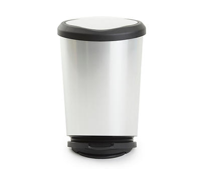 Curver Deco Plastic Kitchen Waste Bin Touch Top Trash Rubbish Dustbin Silver 40L 