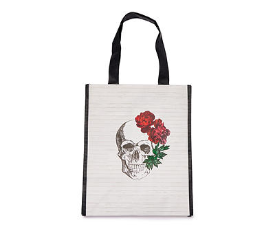 Floral Skull Reusable Tote Bag