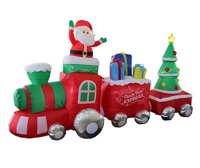 10' LED Inflatable "North Pole Express" Train & Santa