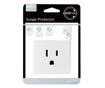 White 3-Outlet Cube Wall Tap Surge Protector