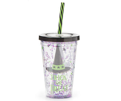"Trick or Treat" Witch Hat Glitter Tumbler, 10 Oz.