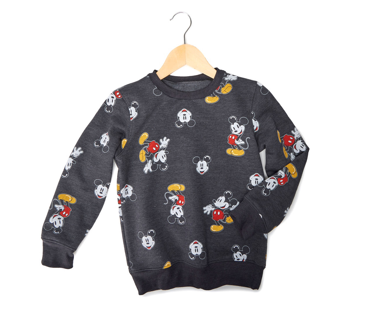 Kids' Size 7 Charcoal Heather Mickey Toon Toss Fleece Sweatshirt