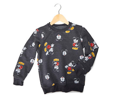 Disney Kids' Charcoal Heather Mickey Toon Toss Fleece Sweatshirt