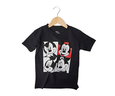 Disney Kids' Black Mickey Grid Graphic Tee