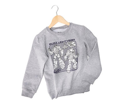 Disney Kids' Lightyear Heather Gray Buzz & Zurg Fleece Sweatshirt