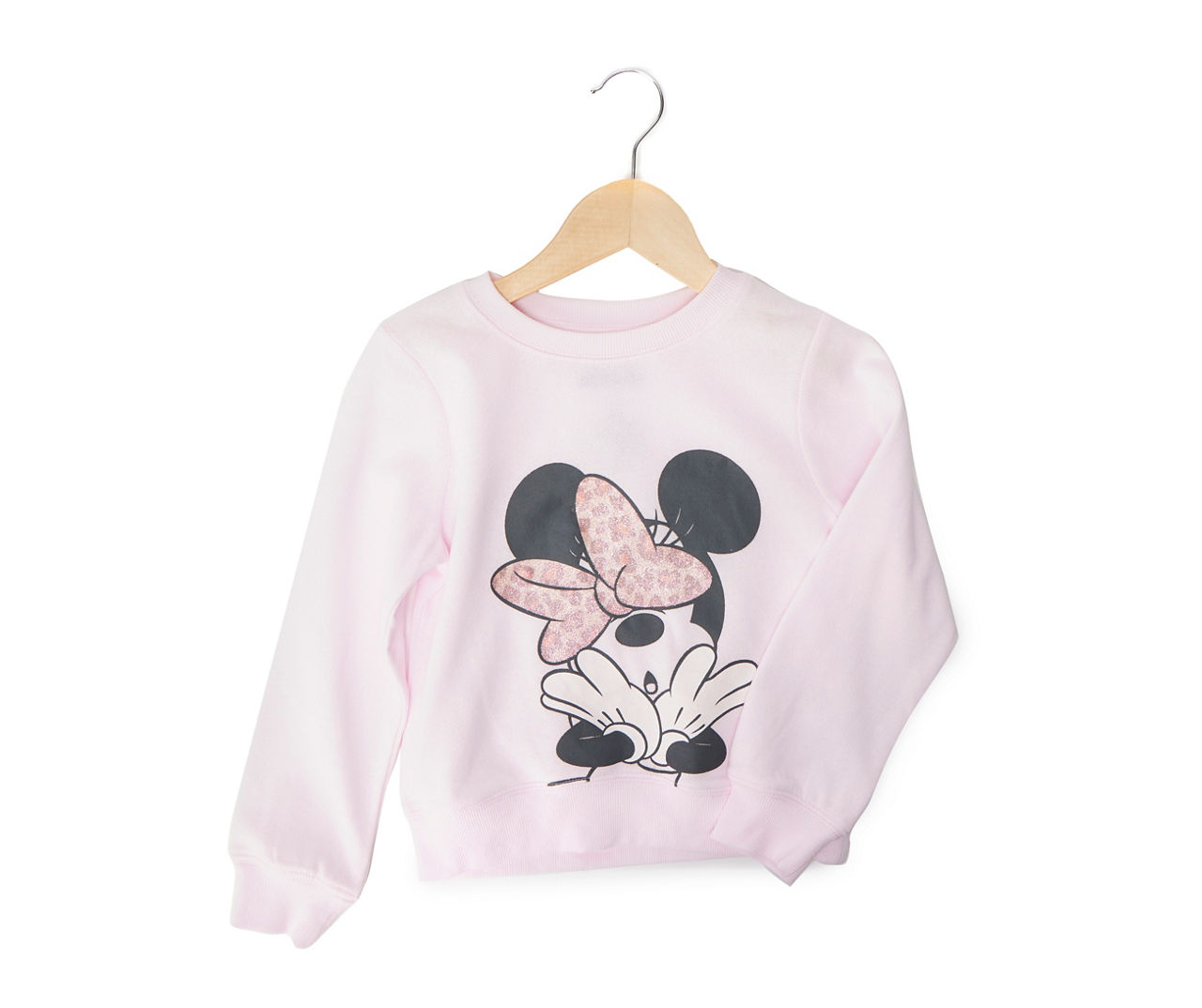 Disney Disney Kids' Dusty Pink Minnie Leopard Bow Fleece Sweatshirt