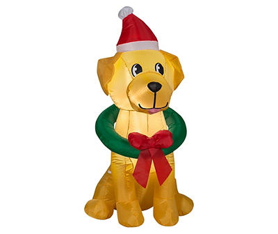 4' Inflatable LED Dog with Wreath